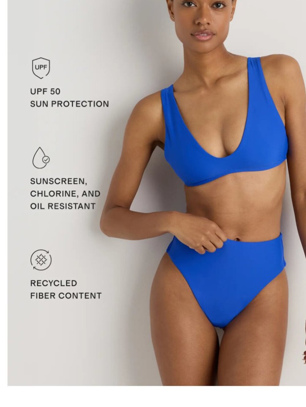 Quince Italian High Waist High Leg Bikini Bottom In Royal Blue Medium NWT - Picture 4 of 8